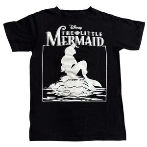 Disney The Little Mermaid Womens Small Black Ariel Graphic T-Shirt Short Sleeve